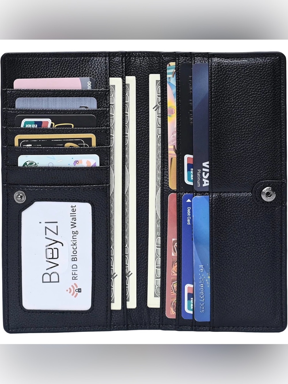 YNS Generic Black Leather Long Wallet - Picture 4 of 6